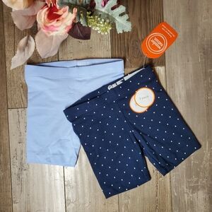 NWT Wonder Nation Girls Bike Shorts 2-Pack Size XS (4-5) Blue Polka Dot